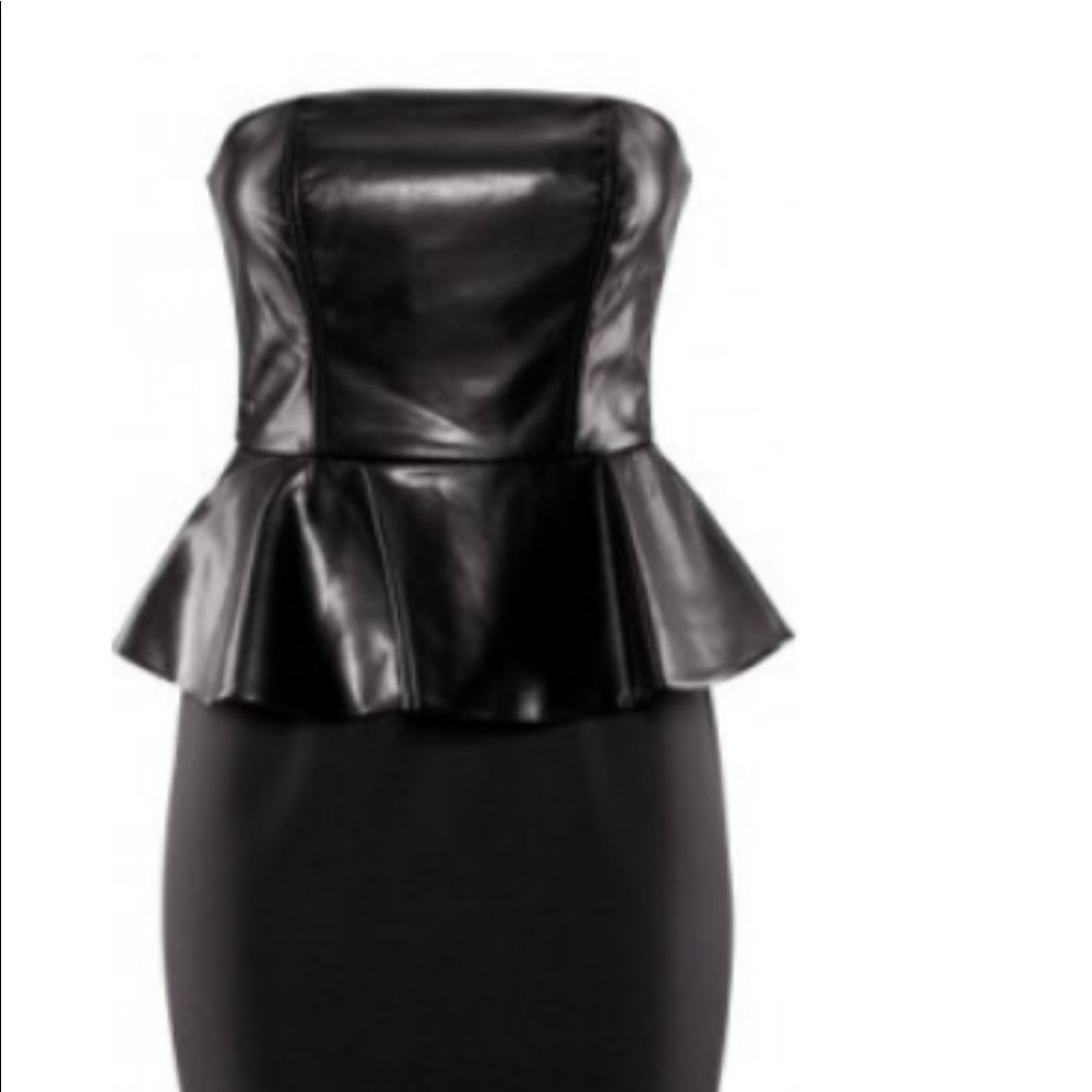 H&M Strapless Leather Peplum Dress
